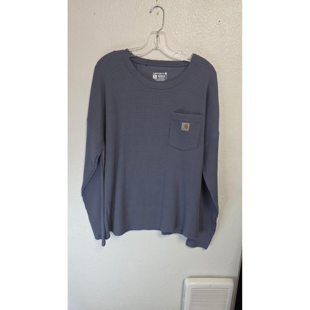 Carhartt Waffle Knit Thermal Shirt Womens Medium Blue Excellent